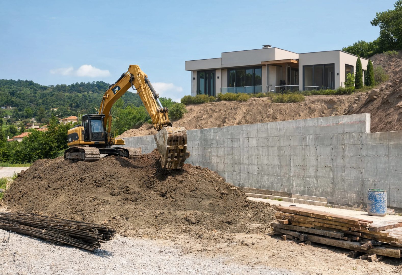 WIZZIMMO | Courtier en Habitat | Terrain à bâtir en pente : les vrais coûts à anticiper terrassement mur soutenement terrain pente